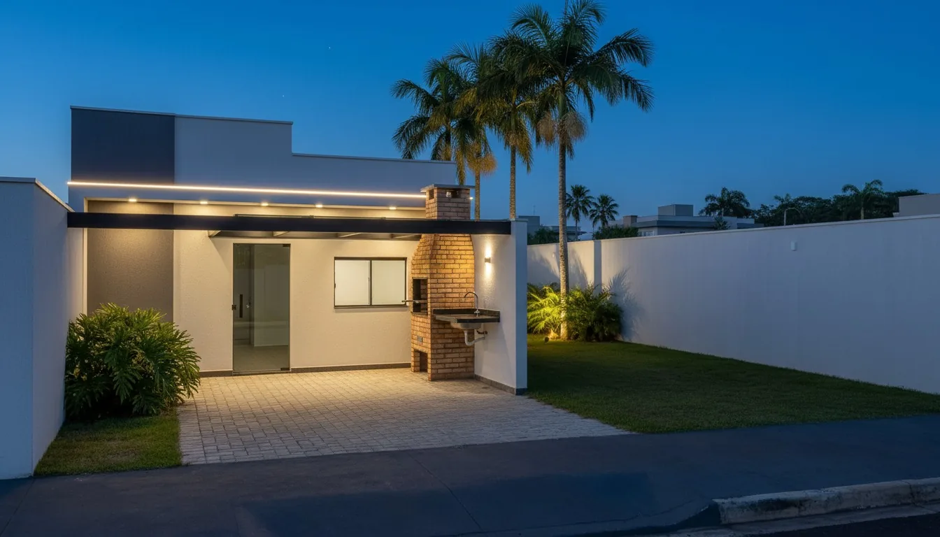 Fachada noturna do modelo 78,37 m²