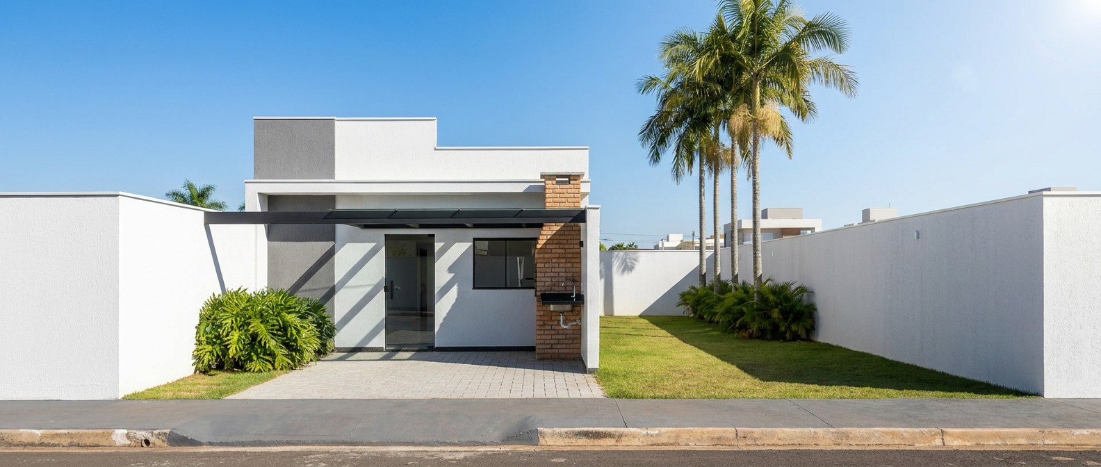 Área externa com churrasqueira do modelo 78,37 m²